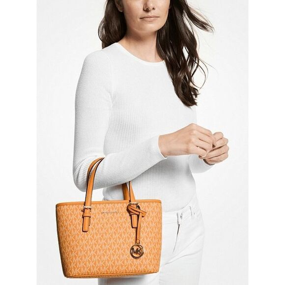 NWT Michael Kors Jet Set Honeycomb Logo Tote Quiet Luxury Preppy Crossbody - Picture 5 of 6